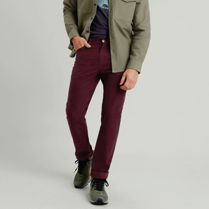 Pantalones de Algodón para Hombre, Corte Recto, Color Borgoña, con Logotipo en la Pierna Derecha, Cierre de Botón, Estilo Casual Otoñal, Peso Medio - Product Image 4