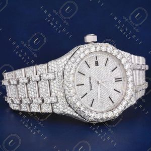 Reloj de Diamantes Moissanite Personalizado de 41 mm, Automático, Mecánico, de Acero Inoxidable, Resistente al Agua, para Hombre, Hecho a Mano, con Incrustaciones de Joyas - Product Image 3