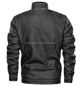 Veste de moto en cuir pour homme, coupe-vent, avec poches zippées, style racing - Product Image 5