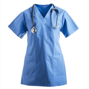 Blusa Médica Unisex Azul con Bolsillos Delanteros y Espacio para Estetoscopio, Uniformes de Hospital, Material de Algodón y Poliéster Tejido - Product Image 6