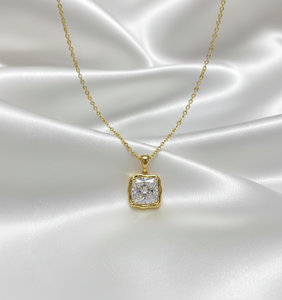 Collier pendentif Solitaire en argent sterling 925 avec zircon taille princesse 2 carats, serti clos abstrait, cadeau de fiançailles tendance - Product Image 5