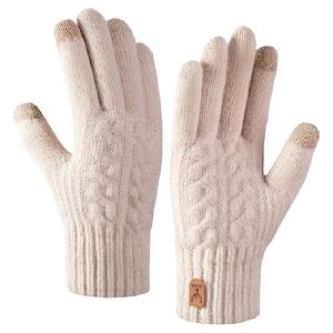 Gants d'hiver personnalisés en tricot torsadé, compatibles écran tactile, doux, extensibles, thermiques, pour femmes et hommes, unisexes, en acrylique, pour l'extérieur - Product Image 1