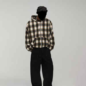 Wholesale Hooded Winter Streetwear <b>Flannel</b> Shirt <b>Jacket</b> Long Sleeve Plaid Eco-Friendly Windproof Breathable Polyester Lined <b>Men</b> - Product Image 2