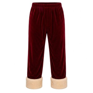 Costume de Père Noël en velours rouge avec bordure en fourrure blanche, chapeau et barbe, pour homme adulte, accessoires de fête de Noël - Product Image 2