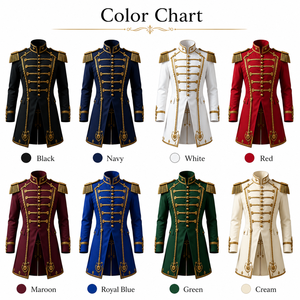 Chaqueta de estilo negro para hombre con bordado dorado y epaulettes para desfiles y uniformes de regimiento para adultos. - Product Image 5
