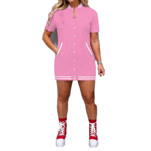 AKA Custom Logo Varsity Jacket Baseball <b>Dress</b> Women Casual Short Sleeve Summer <b>Dress</b> Plus Size Ladies New Trendy Cheap Wholesale - Product Image 3