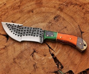 Couteau de chasse industriel artisanal en acier à haute teneur en carbone Nordic Forge, lame fixe robuste pour l'extérieur, manche en bois Pakka - Product Image 4