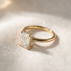 18k Gold Plated <b>Emerald</b> Cut Engagement <b>Ring</b> IGI Certified Wedding <b>Band</b> for Women Party Jewelry - Product Image 4