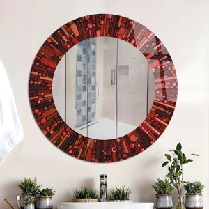 <b>White</b> Handmade Contemporary Engineered Wood Decorative Wall <b>Mirror</b> Geometric Cutout <b>Frame</b> Living Room Bedroom Bathroom REHMAN - Product Image 2