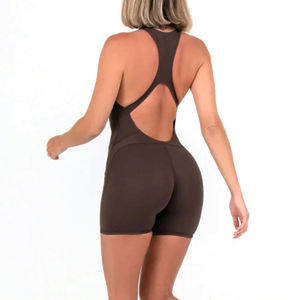 Body de compresión sin mangas para mujer, mono deportivo transpirable para gimnasio, yoga, de cintura alta, de secado rápido, personalizado, color liso. - Product Image 3