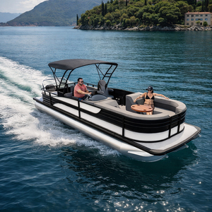 Elegante y Duradero Bote Pontón <span class=keywords><strong>de</strong></span> Lujo con Consola, <span class=keywords><strong>de</strong></span> Aluminio y Fibra <span class=keywords><strong>de</strong></span> Vidrio, <span class=keywords><strong>para</strong></span> Pesca en Lago, con Diseño Personalizado <span class=keywords><strong>para</strong></span> <span class=keywords><strong>Alquiler</strong></span> en Resorts, con Remolque - Product Image 2