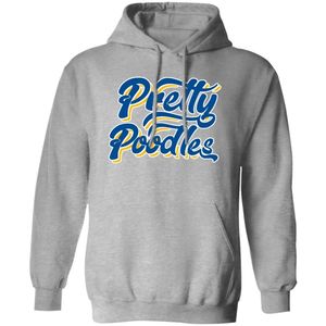 Sudadera con Capucha Estampada en Serigrafía Gris Claro Sigma Gamma Rho, Sudadera con Gráficos de Poodles Azul Real y Dorado, Manga Larga, Informal, para Sororidad - Product Image 1