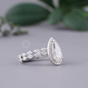 Luxury Design Pear Cut Bridal Diamond <b>Rings</b> Set Lab Created Diamond <b>Rings</b> with IGI Certified from <b>Indian</b> Supplier & Manufacture - Product Image 3