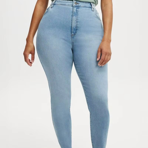 Jeans de Pierna Ancha Extrema para Mujer, Lavado Claro con Efecto Mancha de Té, Transpirables, Tallas Grandes, los Más Vendidos 2026, Servicio OEM - Product Image 1