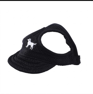 Gorra de sol impermeable de mezclilla negra transpirable con malla y visera, ajuste regulable, orificios para las orejas, diseño sólido para adultos, uso en exteriores - Product Image 1