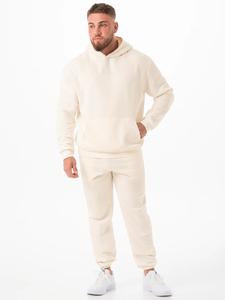 Sweats à capuche crème WSL personnalisés, style streetwear vintage, effet usé et déchiré, coupe ample et courte, avec patch brodé, effet délavé soleil, et shorts pour homme - Product Image 6