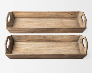 2 bandejas decorativas rústicas de madera, platos rectangulares para servir con asas para el hogar, cocina, mesa de café, modernos y ecológicos - Product Image 3