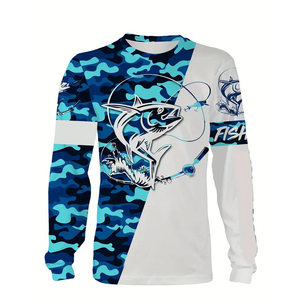 เสื้อตกปลาจากโรงงานโดยตรง เสื้อกีฬากลางแจ้งสำหรับตกปลา น้ำหนักเบา แห้งเร็ว ทนทาน ผลิตจากโพลีเอสเตอร์ แขนยาว - Product Image 1