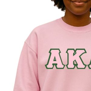 Sudadera Personalizada AKA Pink con Bordado en Sarga, Cuello Redondo, Color Verde Bosque, Unisex, para Hermandades Griegas, OEM ODM - Product Image 3