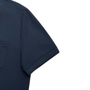 Men's Navy Blue Short Sleeve Cotton Pique <b>Polo</b> <b>Shirt</b> <b>With</b> <b>Pocket</b> Casual Regular Fit Knitted Solid Color Breathable Design - Product Image 3