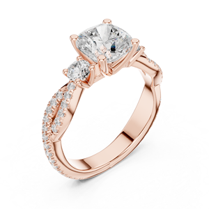 Yellow Gold Cushion Cut Lab Grown Diamond <b>Split</b> Shank Engagement <b>Ring</b> for Women Bridal Wedding Jewelry - Product Image 3