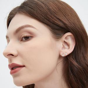 Single 14K Solid Gold Floating Star Lab Grown Diamond Charm <b>Stud</b> <b>Earring</b> Threaded <b>Helix</b> Cartilage Dainty Shiny Jewelry - Product Image 4