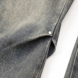 Jean à carreaux délavé pour homme, coupe droite, taille haute, braguette boutonnée, 100% coton respirant, style décontracté et tendance - Product Image 6