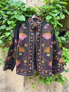 Handcrafted Indian Luxury Embroidered Black Velvet <b>Jacket</b> Elegant Full Sleeve Ethnic Winter Cardigan Blazer - Product Image 3