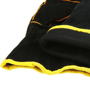 Gants de sécurité en cuir noirs avec bordure jaune, longueur poignet, doublure en coton, thermiques, pour usage extérieur en hiver - Product Image 5