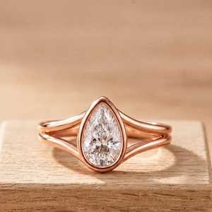 Top Grade Pear Cut Lab Grown Diamond Engagement Platinum Sterling Silver Bridal Solitaire Ring Gift for Her Wedding Ring - Product Image 2