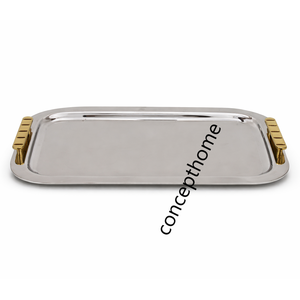Bandeja de Servicio de Metal de Aluminio Hecha a Mano, Fabricante de Bandejas de Servicio de Alimentos de Metal con Acabado Plateado Brillante - Product Image 4