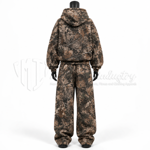 Ensemble de survêtement unisexe en coton épais 100 %, sweat à capuche à manches longues coupe classique et pantalon large, style streetwear décontracté 2 - Product Image 2