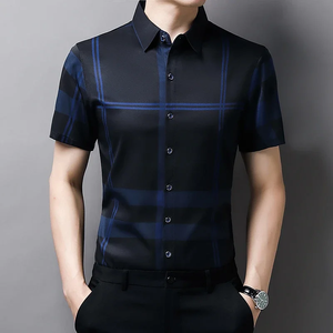 New Men's Business Casual Short Sleeved Shirt <b>No</b> Iron and Wrinkle Resistant Top - Product Image 5