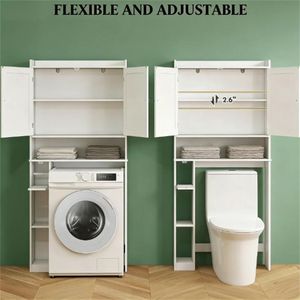 Armoire de rangement blanche pour salle de bain, étagères de toilette - Product Image 3