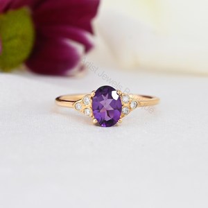 Natural Amethyst Diamond <b>Ring</b> <b>14K</b> Solid <b>Gold</b> Fine Jewelry OEM ODM Wholesale Supplier - Product Image 2