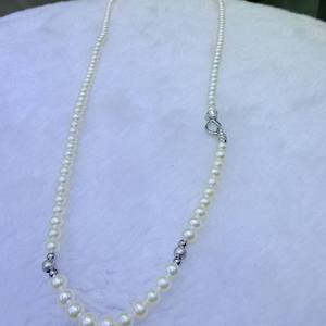 Collar de Perlas de Agua Dulce Naturales de Zhuji, 4-5 mm, Redondas, Casi Impecables, Cadena Larga para Suéter, Elegantes Collares de Perlas de Agua Dulce - Product Image 2