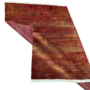 Modern Hand-Knotted Gabbeh Style Textured <b>Wool</b> Area Rug Rich Terracotta <b>Red</b> & Copper Abrash with Fringes Low Pile - Product Image 5