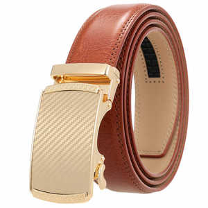 Ceinture en cuir automatique avec boucle rectangulaire en alliage, couleur unie, ceinture formelle pour homme, largeur 1 3/8 pouces, durable, moulage monobloc - Product Image 5
