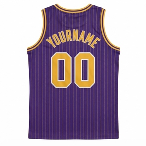 <b>Purple</b> Striped Basketball Jersey Unisex Sleeveless O-Neck Breathable Mesh <b>Tank</b> <b>Top</b> Adult All Seasons - Product Image 3
