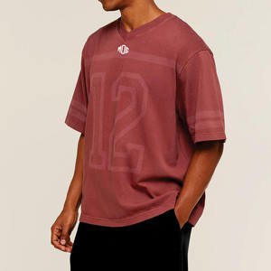Camiseta de Fútbol Americano Oversize con Cuello en V para Hombre 2026, Mezcla de Algodón Lavado, Color Granate, Ropa Deportiva, Impresión de Número Personalizado, Marca Privada OEM - Product Image 3