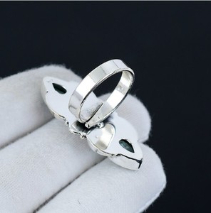 Anillo de Plata de Ley 925 con Topacio Azul Natural, Diseño de Luna Doble, Hecho a Mano, Gema en Forma de Pera, Estilo Celestial Vintage, Venta al por Mayor - Product Image 2