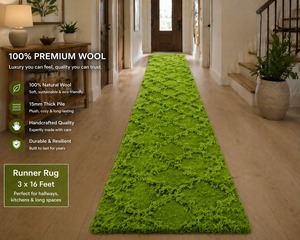 Tapis en laine verte, tapis tufté à la main à poils coupés |   Tapis en peluche style herbe |   Tapis de salon moderne |   Tapis doux fait main antidérapant MOQ-1 - Product Image 2