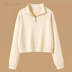 Sudadera Casual de Mujer de Color Liso con Media Cremallera y Cuello Alto, Manga Larga, Transpirable, Tejida, de Ajuste Holgado - Product Image 1