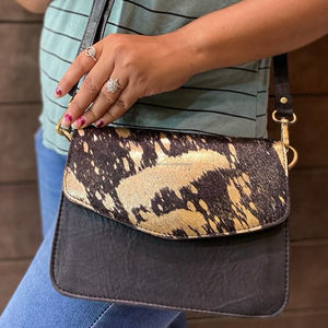 Nouveaux sacs à bandoulière en cuir de fourrure métallique élégant occidental de haute qualité à la mode véritable sacs à main latéraux en cuir de fourrure métallique - Product Image 2