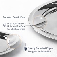 Assiette de service portable en acier inoxydable de qualité supérieure, écologique, anti-fuite, à bord profond, pour restaurant, hôtel, traiteur