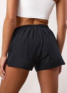 OEM Custom Logo Black Women's Woven Shorts Lightweight Elasticated Waistband With Inner <b>Mesh</b> <b>Pant</b> Gym & Active Shorts For Womens - Product Image 4