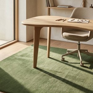 Elegante Alfombra de Lana Sólida Hecha a Mano, Alfombra de Área Verde Oliva Suave, Tapete Moderno de Pelo Cortado para Decoración de Sala de Estar y Dormitorio - Product Image 6