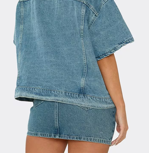 Conjunto de Mezclilla para Mujer, Blusa y Pantalones Elegantes a Juego, Traje de Dos Piezas, Fabricante de Ropa de Mezclilla OEM ODM, Personalizado - Product Image 5