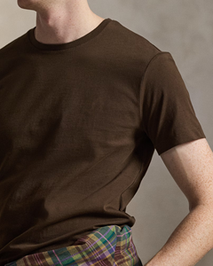 เสื้อยืดคอกลมแขนสั้นผ้าฝ้ายสีน้ำตาลล้วนสำหรับผู้ชาย – เนื้อผ้านุ่ม ทนทาน สวมใส่สบาย เหมาะสำหรับแฟชั่นในชีวิตประจำวัน - Product Image 5