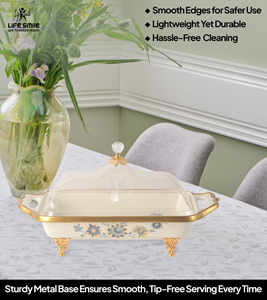 Plato de Postres con Tapa Transparente en Forma de Cúpula y Base Dorada, Material de Porcelana Fina, Aspecto Moderno y Lujoso - Product Image 5